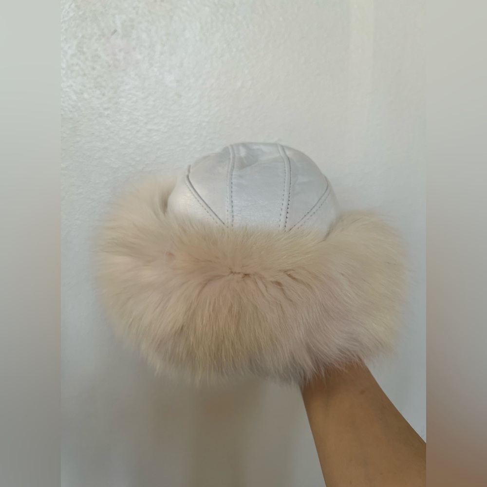 Vintage ABC Furs White Leather Fox Fur Hat - Picture 5 of 9